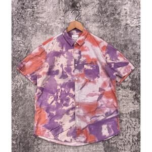 Steven Alan Shirt Large Mens Tie Dye Short Sleeve Button Down